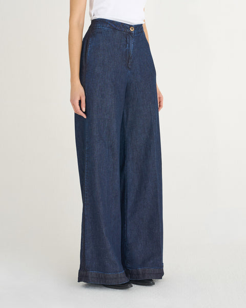 JEANS FLAIRE SMOCKING DENIM CACHEMIRE