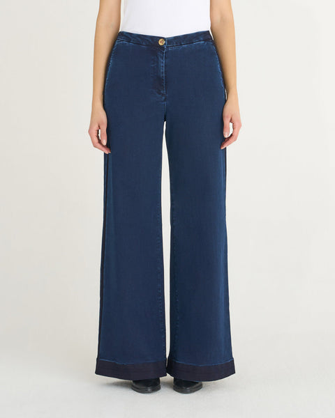 JEANS FLAIRE SMOCKING DENIM STRETCH