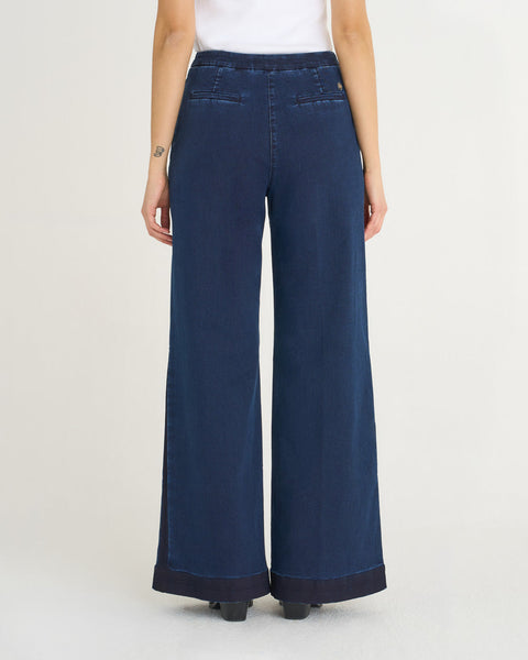 JEANS FLAIRE SMOCKING DENIM STRETCH