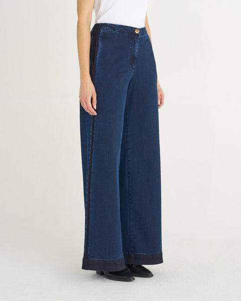 JEANS FLAIRE SMOCKING DENIM STRETCH