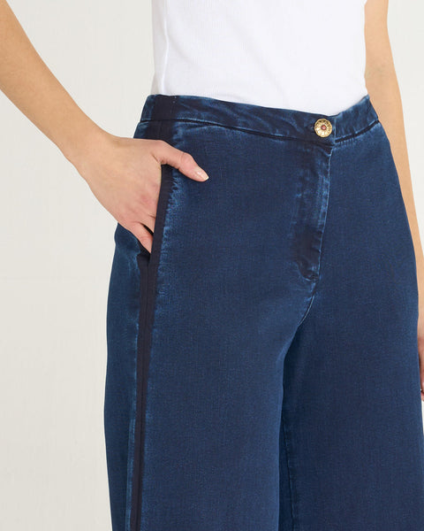 JEANS FLAIRE SMOCKING DENIM STRETCH