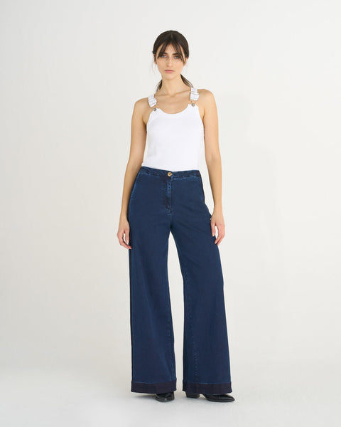 JEANS FLAIRE SMOCKING DENIM STRETCH