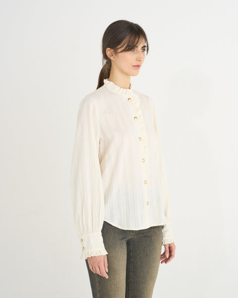 CAMICIA MINI RUFFLE OVER COTONE