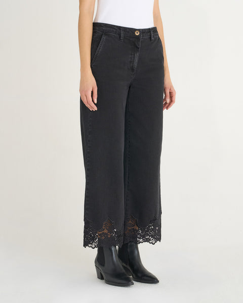 JEANS MARY LACE CROPPED DENIM