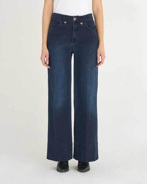 JEANS HOOD WIDE LEG DENIM STRETCH