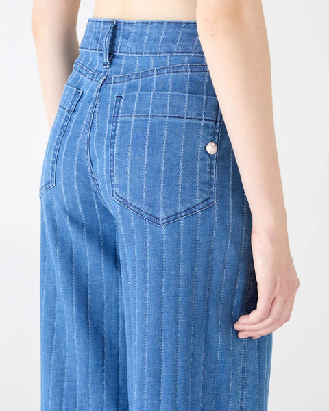 JEANS FIVE WIDE LEG STRIPE DENIM SILK