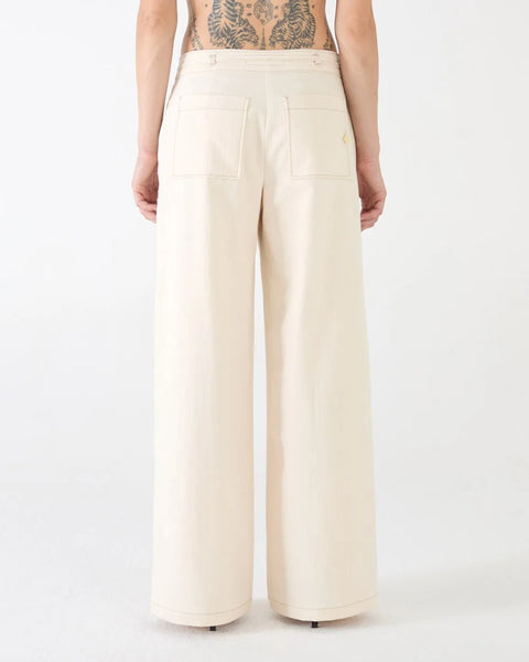 PANTALONE FLAVIA WIDE LEG MALFILE ECRU