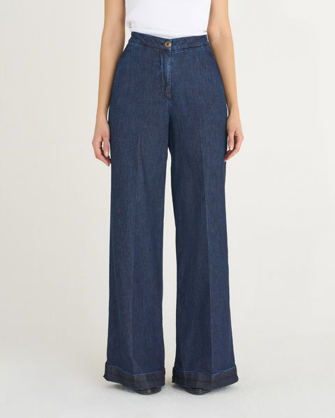 JEANS FLAIRE SMOCKING DENIM CACHEMIRE