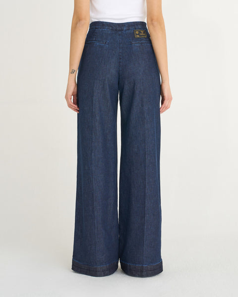 JEANS FLAIRE SMOCKING DENIM CACHEMIRE