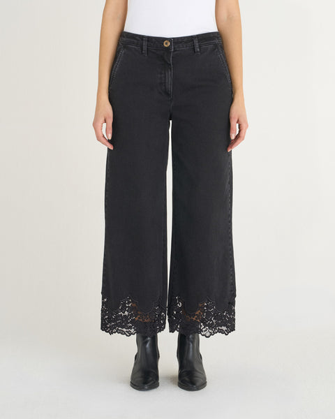 JEANS MARY LACE CROPPED DENIM