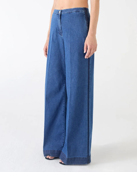 JEANS FLAIRE SMOCKING DENIM SILK STRETCH