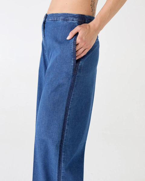JEANS FLAIRE SMOCKING DENIM SILK STRETCH