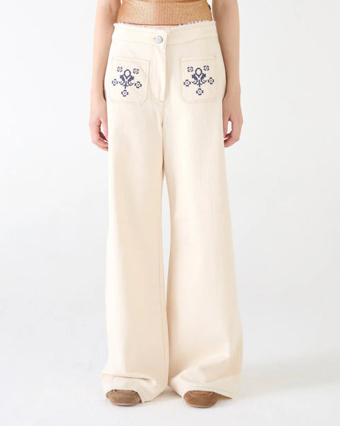 JEANS POLLY WIDE LEG MALFILE ECRU
