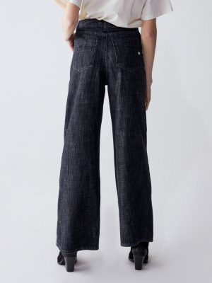 SHAFT JEANS BI1D8JB0624_1 Jeans wide leg e 5 tasche. Interamente prodotto in Italia in Japan Denim black.