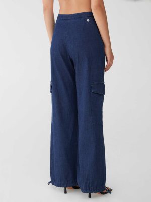 SHAFT JEANS CP1D1SD4524_1 JEANS CARGO LACCIO WIDE LEG CHAMBRAY